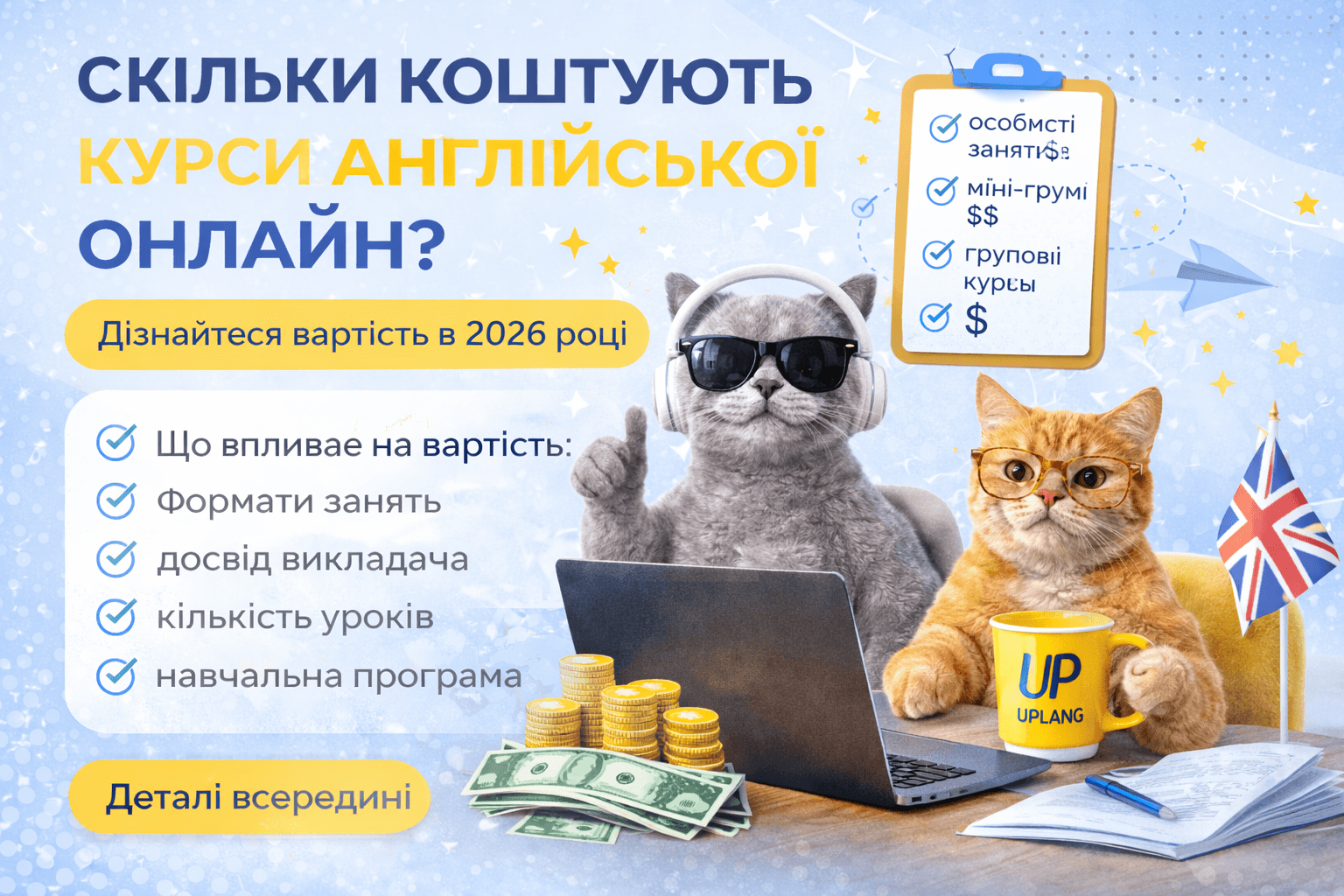 Ціни на курси англійської онлайн у 2026 році
